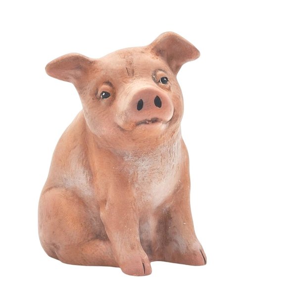 Vintage Hand Painted Pig Ceramic Figurine County Farm Animal Pink‎ Hog - Picture 1 of 5